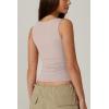 QINSEN Women’s Square Neck Sleeveless Double-Layer Tank Tops Basic Tight T Shirts(Crystal Gray)