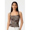 QINSEN Women’s Square Neck Sleeveless Double-Layer Tank Tops Basic Tight T Shirts(Leopard Print)