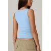 QINSEN Women’s Square Neck Sleeveless Double-Layer Tank Tops Basic Tight T Shirts(Light Blue)