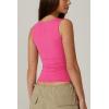 QINSEN Women’s Square Neck Sleeveless Double-Layer Tank Tops Basic Tight T Shirts(Magenta)