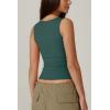QINSEN Women’s Square Neck Sleeveless Double-Layer Tank Tops Basic Tight T Shirts(Malachite Green)