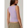 QINSEN Women’s Square Neck Sleeveless Double-Layer Tank Tops Basic Tight T Shirts(Purple)