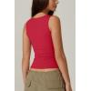 QINSEN Women’s Square Neck Sleeveless Double-Layer Tank Tops Basic Tight T Shirts(Red)