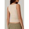 QINSEN Women’s Square Neck Sleeveless Double-Layer Tank Tops Basic Tight T Shirts(Rose Dust)