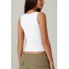 QINSEN Women’s Square Neck Sleeveless Double-Layer Tank Tops Basic Tight T Shirts(Splashed White)