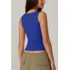 QINSEN Women’s Square Neck Sleeveless Double-Layer Tank Tops Basic Tight T Shirts(Star Sapphire)