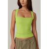 QINSEN Women’s Square Neck Sleeveless Double-Layer Tank Tops Basic Tight T Shirts(Wild Lime)
