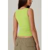 QINSEN Women’s Square Neck Sleeveless Double-Layer Tank Tops Basic Tight T Shirts(Wild Lime)