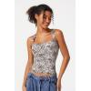 QINSEN Women’s Square Neck Sleeveless Double-Layer Tank Tops Basic Tight T Shirts(Zebra Stripes)
