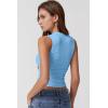 QINSEN Women’s Square Neck Slim Fit Tank Top(Baby Blue)
