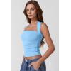 QINSEN Women’s Square Neck Slim Fit Tank Top(Baby Blue)