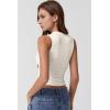 QINSEN Women’s Square Neck Slim Fit Tank Top(Beige)
