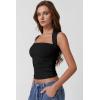 QINSEN Women’s Square Neck Slim Fit Tank Top(Black)