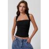 QINSEN Women’s Square Neck Slim Fit Tank Top(Black)