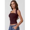 QINSEN Women’s Square Neck Slim Fit Tank Top(Burgundy)