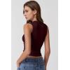 QINSEN Women’s Square Neck Slim Fit Tank Top(Burgundy)
