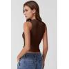 QINSEN Women’s Square Neck Slim Fit Tank Top(Chestnut)