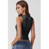 QINSEN Women’s Square Neck Slim Fit Tank Top(Dark Grey)