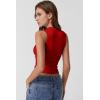 QINSEN Women’s Square Neck Slim Fit Tank Top(Fairy Red)
