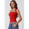 QINSEN Women’s Square Neck Slim Fit Tank Top(Fairy Red)