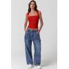 QINSEN Women’s Square Neck Slim Fit Tank Top(Fairy Red)