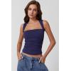QINSEN Women’s Square Neck Slim Fit Tank Top(Navy)