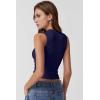 QINSEN Women’s Square Neck Slim Fit Tank Top(Navy)
