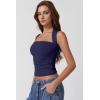 QINSEN Women’s Square Neck Slim Fit Tank Top(Navy)