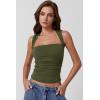 QINSEN Women’s Square Neck Slim Fit Tank Top(Olive Green)