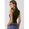 QINSEN Women’s Square Neck Slim Fit Tank Top(Olive Green)