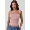 QINSEN Women’s Square Neck Slim Fit Tank Top(Pink)