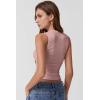QINSEN Women’s Square Neck Slim Fit Tank Top(Pink)