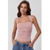 QINSEN Women’s Square Neck Slim Fit Tank Top(Pink)