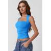 QINSEN Women’s Square Neck Slim Fit Tank Top(Sapphire Blue)