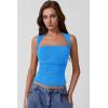 QINSEN Women’s Square Neck Slim Fit Tank Top(Sapphire Blue)