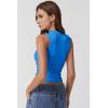 QINSEN Women’s Square Neck Slim Fit Tank Top(Sapphire Blue)