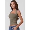 QINSEN Women’s Square Neck Slim Fit Tank Top(Turner Taupe)