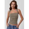 QINSEN Women’s Square Neck Slim Fit Tank Top(Turner Taupe)