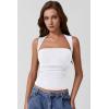 QINSEN Women’s Square Neck Slim Fit Tank Top(White)