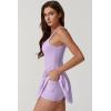 QINSEN Womens Square Neck Tennis Dress Pleated Sleeveless Built in Shorts Golf Athletic Dress with Pockets(Light Purple)
