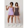 QINSEN Womens Square Neck Tennis Dress Pleated Sleeveless Built in Shorts Golf Athletic Dress with Pockets(Tea Leaf)