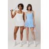 QINSEN Womens Square Neck Tennis Dress Pleated Sleeveless Built in Shorts Golf Athletic Dress with Pockets(White)