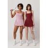 QINSEN Womens Square Neck Tennis Dress Pleated Sleeveless Built in Shorts Golf Athletic Dress with Pockets(Wine)