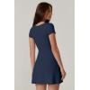 QINSEN Womens Square Neck Tennis Dress Short Sleeve Built in Shorts Golf Athletic Dress with Pockets(Estate Blue)