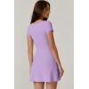 QINSEN Womens Square Neck Tennis Dress Short Sleeve Built in Shorts Golf Athletic Dress with Pockets(Light Purple)