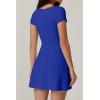 QINSEN Womens Square Neck Tennis Dress Short Sleeve Built in Shorts Golf Athletic Dress with Pockets(Sapphire Blue)