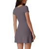 QINSEN Womens Square Neck Tennis Dress Short Sleeve Built in Shorts Golf Athletic Dress with Pockets(Tea Leaf)