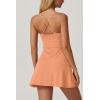 QINSEN Womens Square Neck Tennis Dress Sleeveless Built in Shorts Golf Athletic Dress with Pockets(Cantaloupe)