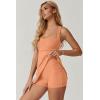 QINSEN Womens Square Neck Tennis Dress Sleeveless Built in Shorts Golf Athletic Dress with Pockets(Cantaloupe)