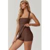 QINSEN Womens Square Neck Tennis Dress Sleeveless Built in Shorts Golf Athletic Dress with Pockets(Chestnut)